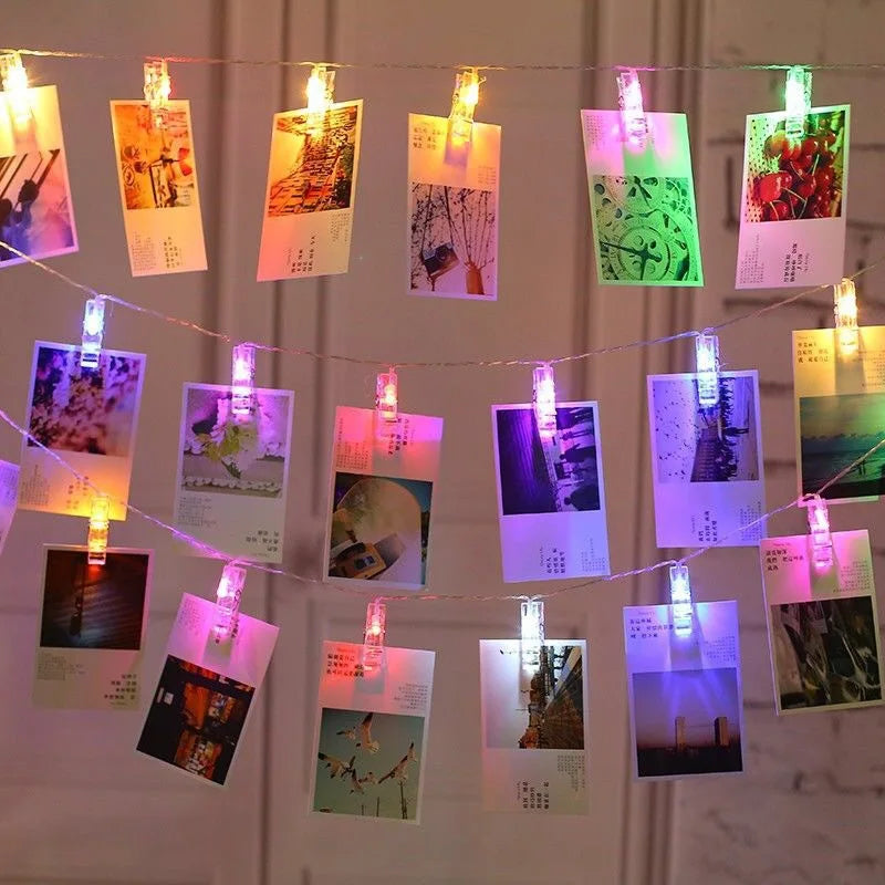 FanzyMarket 3M battery-operated fairy string lights with 20 warm-white LED photo clips, ideal for Christmas and wedding decor.