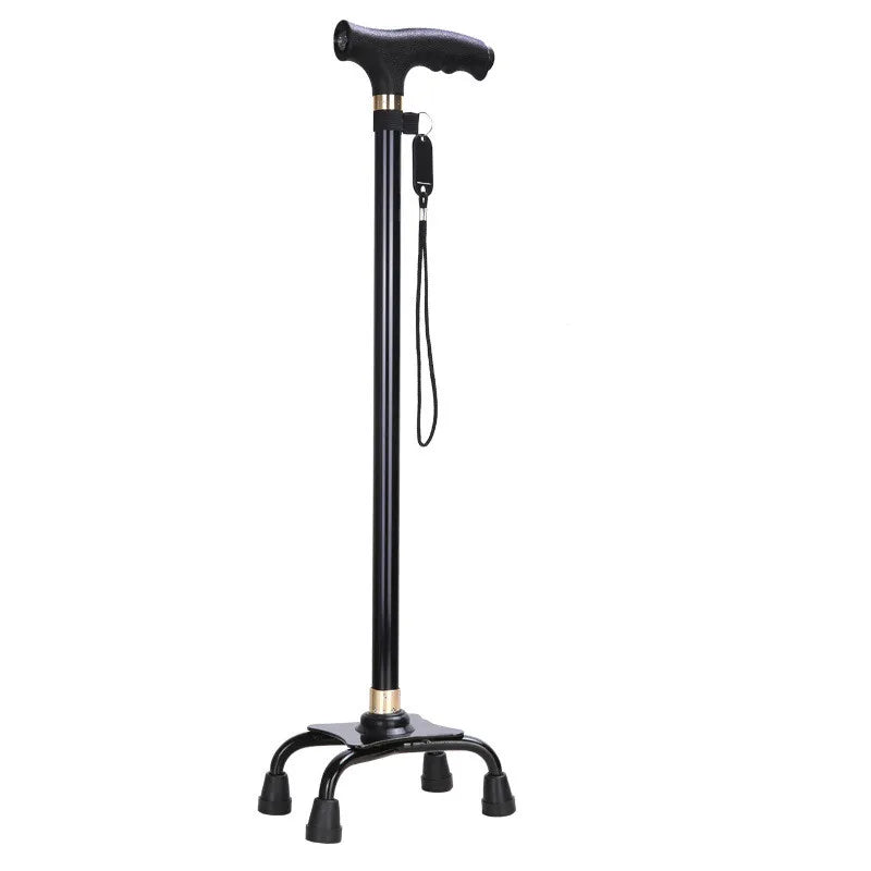 FanzyMarket adjustable aluminum walking cane with LED light and non-slip T-handle, retractable 28-37 inches, ideal for seniors.