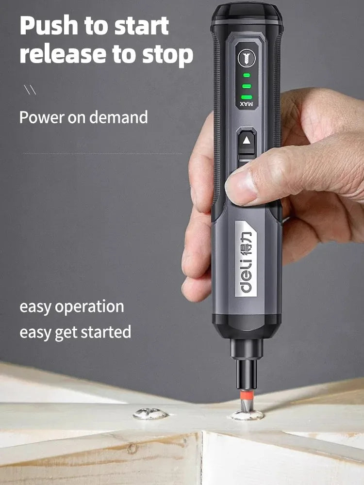 FanzyMarket mini USB rechargeable electric screwdriver set with cordless design, 2000mAh battery, and precision torque for repairs.