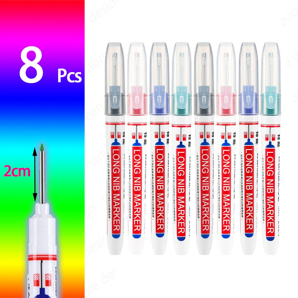 Set of 40 waterproof long-head deep-hole marker pens by FanzyMarket with 20mm tips, available in black, blue, red, and green ink.