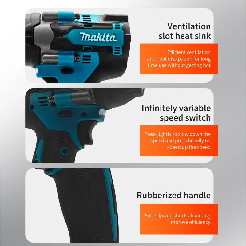 FanzyMarket 18V Brushless Cordless Impact Wrench with high torque, drill, and screwdriver, shown in a close-up view.