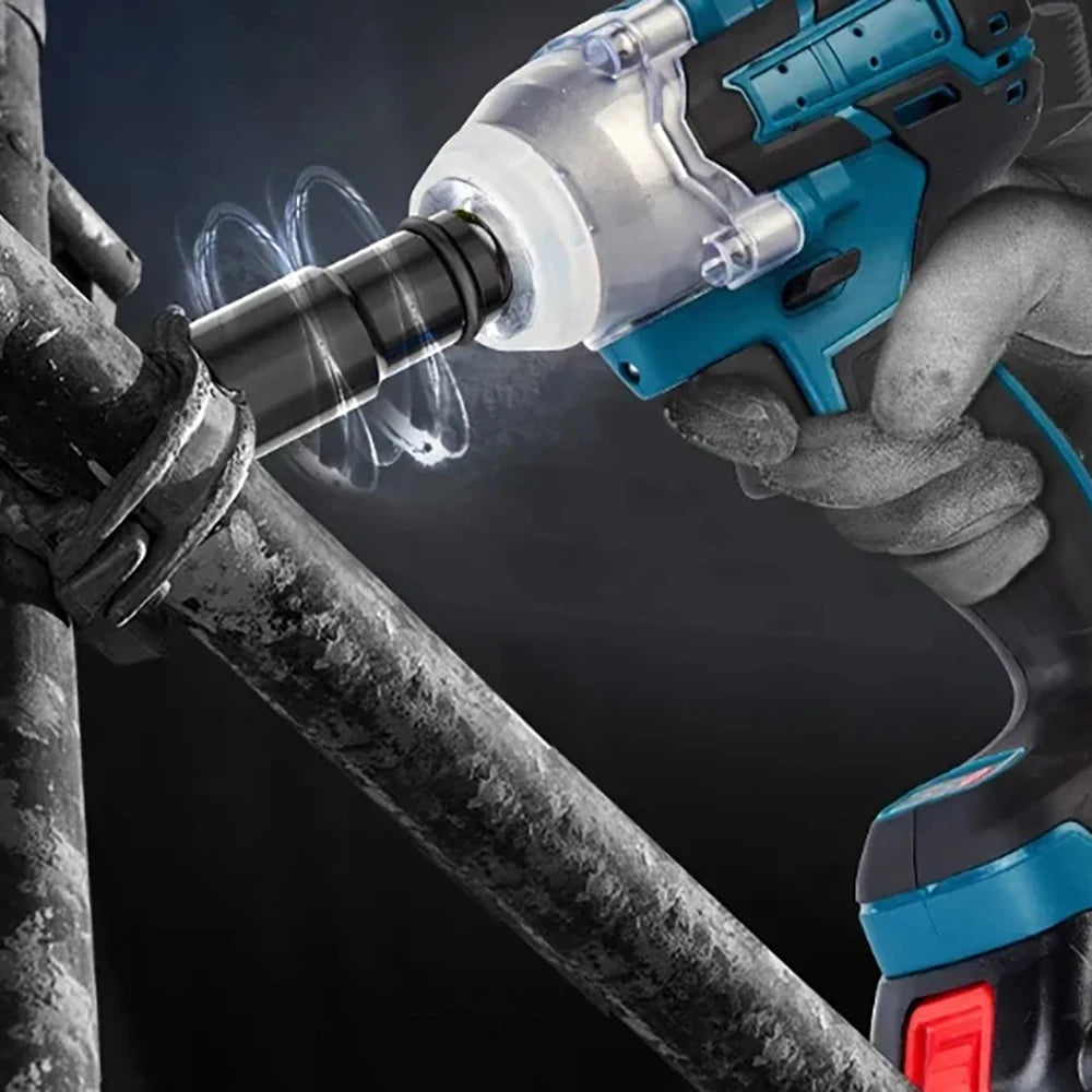 FanzyMarket 1/2-inch brushless cordless impact wrench with LED work light, 520 N·m torque, compatible with 18–21V batteries.