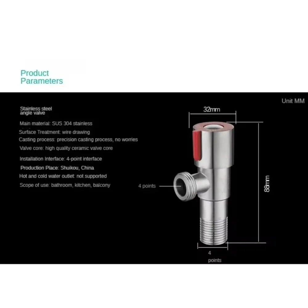 FanzyMarket brushed black 1/2 inch angle stop valve for bathroom bidet, toilet, and sink shut-off faucet, with red and blue handles.