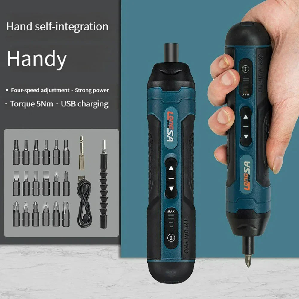 FanzyMarket 3.6V mini cordless electric screwdriver with adjustable torque, straight handle, 1/4 inch hex chuck, lithium battery