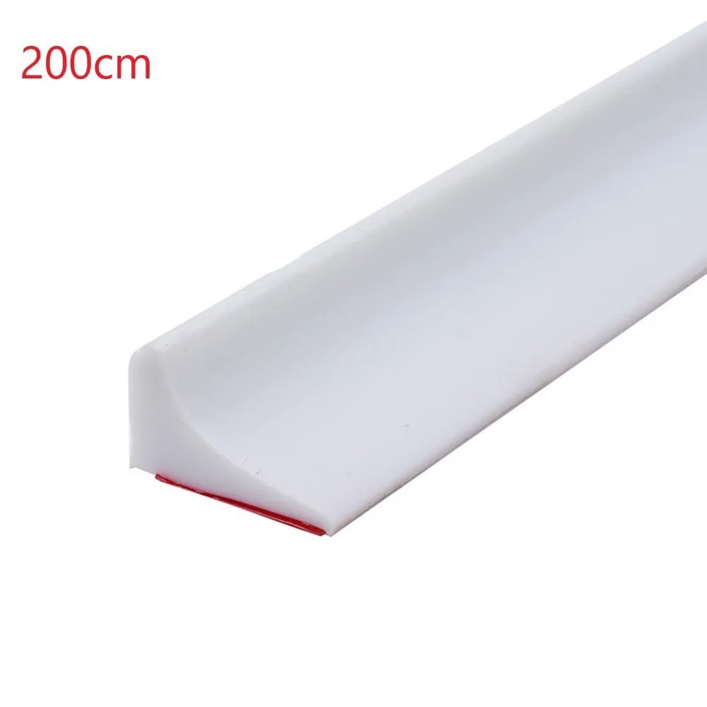 FanzyMarket silicone water barrier strip in white, 80cm, for shower and kitchen seals, flexible silicone water stopper for waterproofing.