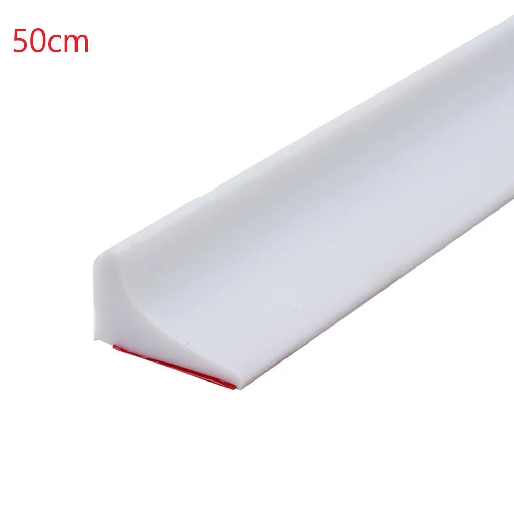 FanzyMarket silicone water barrier strip for shower and kitchen, transparent, grey, black, or white, available in various lengths.