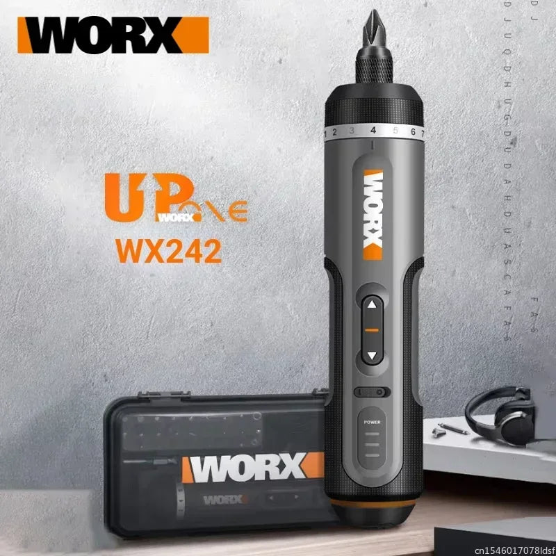 FanzyMarket 4V mini cordless electric screwdriver set with 30 bits, USB rechargeable, ideal for home DIY repair projects.