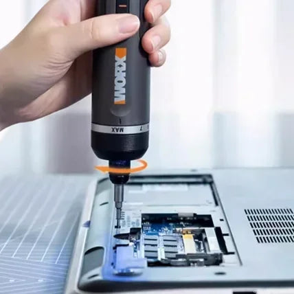FanzyMarket 4V mini cordless electric screwdriver set with 30 bits, USB rechargeable, ideal for home DIY repair projects.