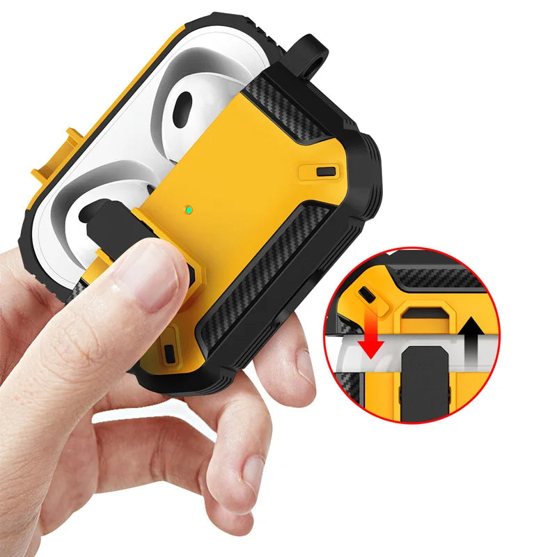 FanzyMarket shockproof silicone case for wireless Pro earbuds, protective earphone cover in black, offers secure, durable protection.