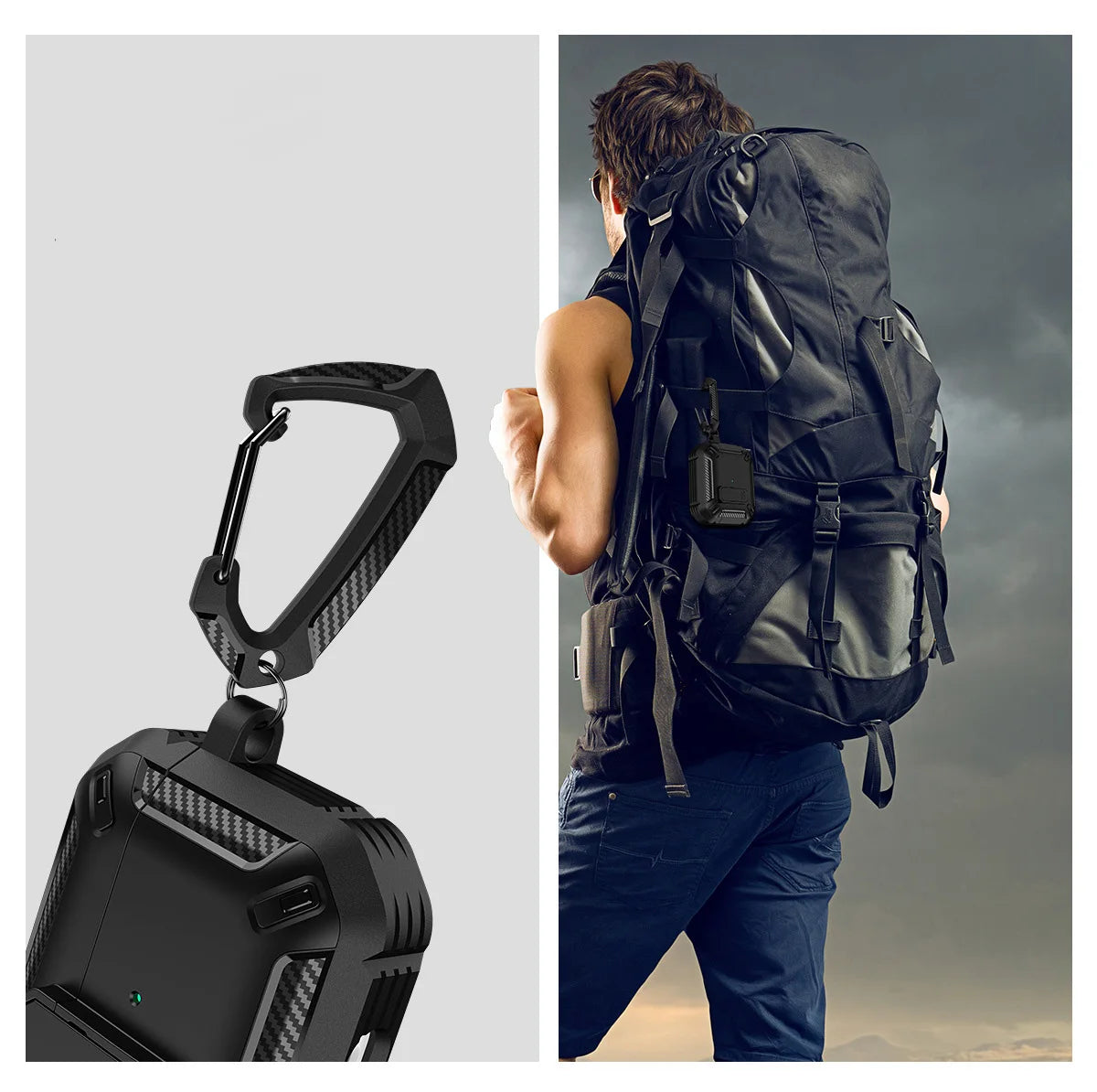 FanzyMarket shockproof silicone case for wireless Pro earbuds, protective earphone cover in black, enhances security and durability.