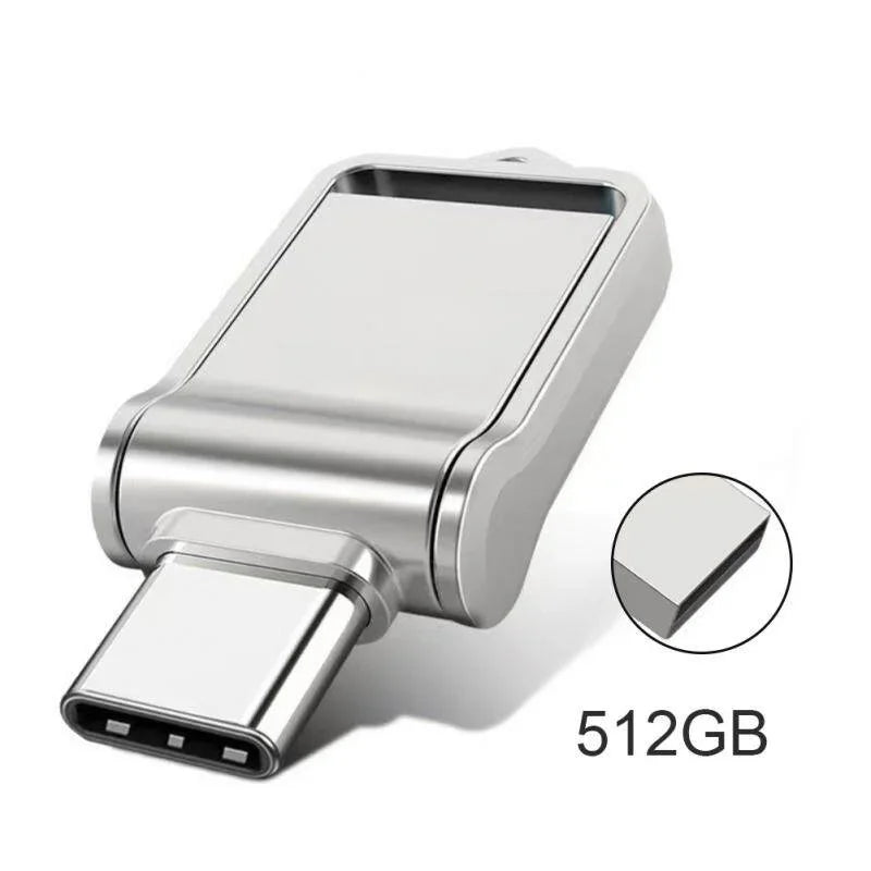 FanzyMarket USB 3.2 dual-interface flash drive with Type-C and USB-A ports, available in multiple storage capacities.
