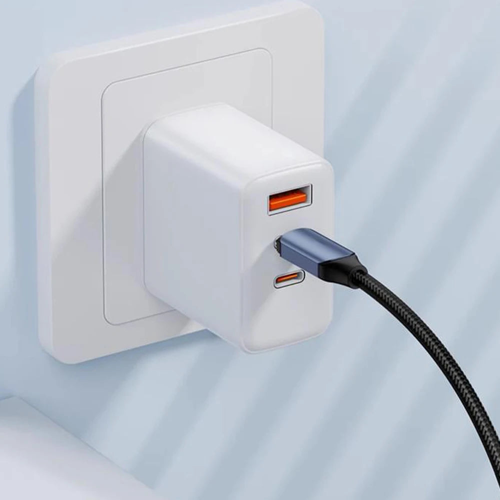 FanzyMarket 100W USB-C to USB-C PD fast charging cable, 1m/2m, high-speed data transfer, DisplayPort video, durable electronics cable.