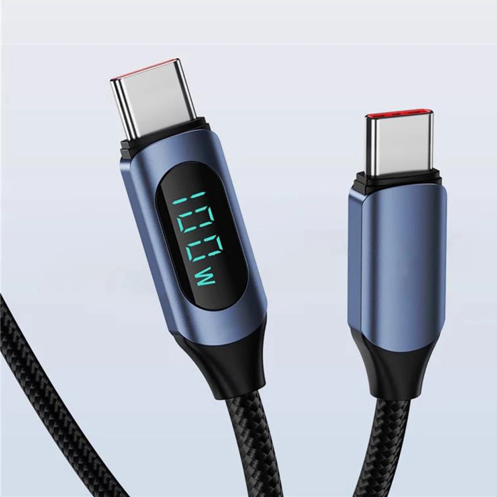 FanzyMarket 100W USB-C to USB-C PD fast charging cable, 1m or 2m, with high-speed data transfer and DisplayPort video.