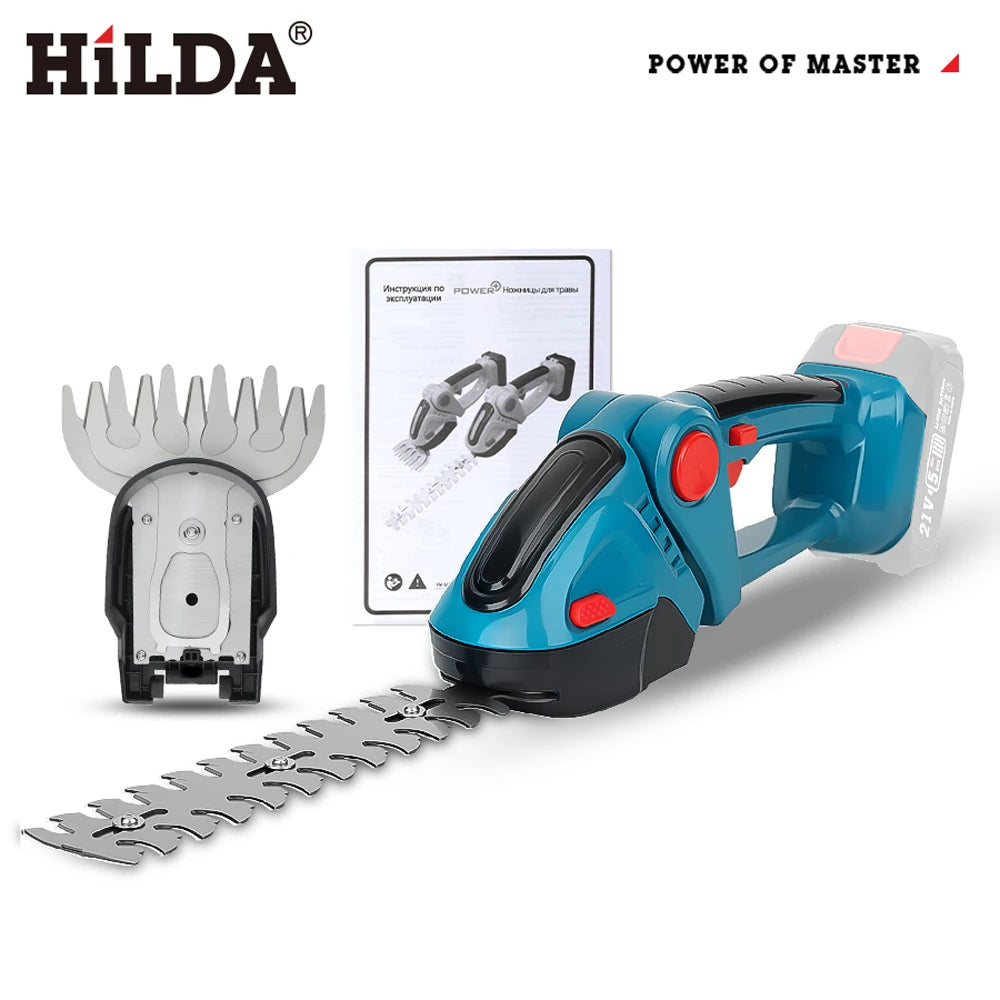 FanzyMarket 2-in-1 cordless electric hedge trimmer and grass shear with handheld pruner, compatible with 18V batteries, for garden use.