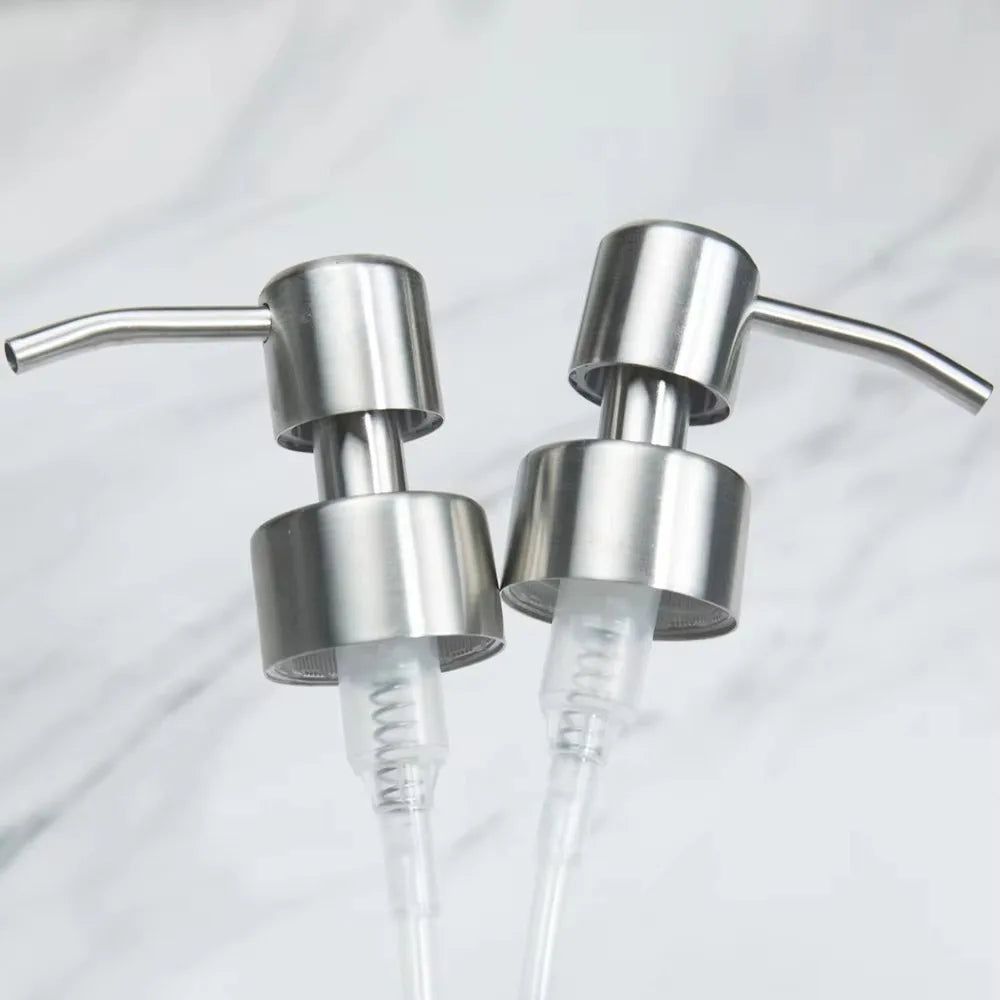FanzyMarket 304 stainless steel soap pump head replacement for foam liquid soap and shampoo dispensers in bathroom and kitchen.