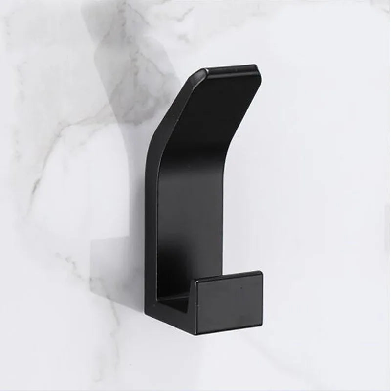 FanzyMarket stainless steel bathroom hardware set with towel rack, toilet paper holder, and hook in polished silver.