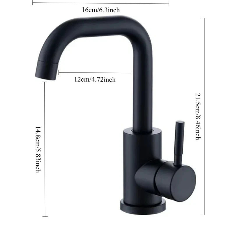 FanzyMarket 304 stainless steel bathroom basin faucet with single lever, 360° swivel, hot and cold water, modern sink tap.