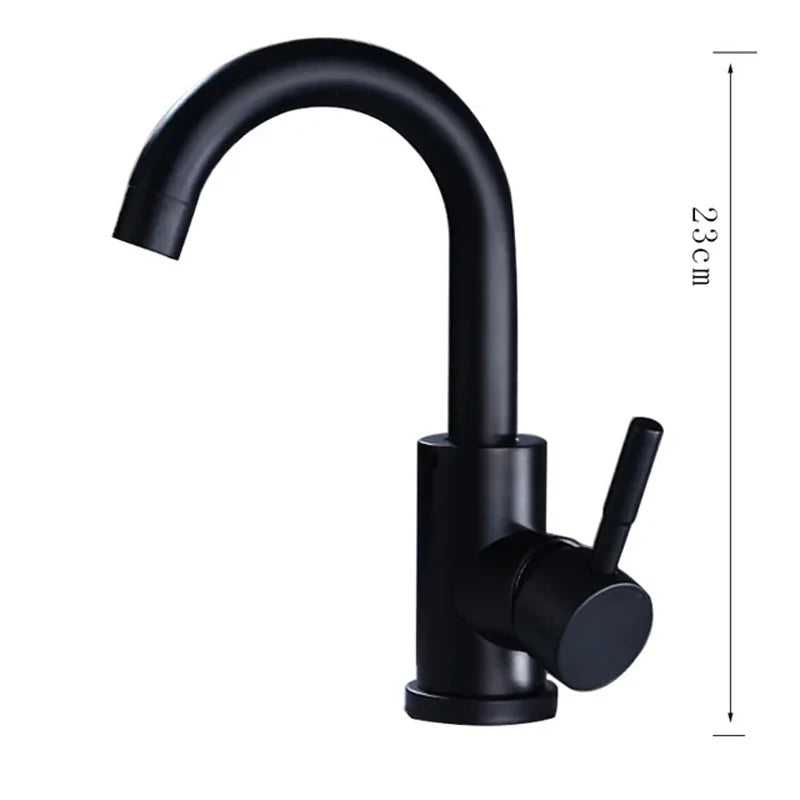 FanzyMarket 304 stainless steel bathroom basin faucet with single lever, 360° swivel, hot and cold water mixer tap.