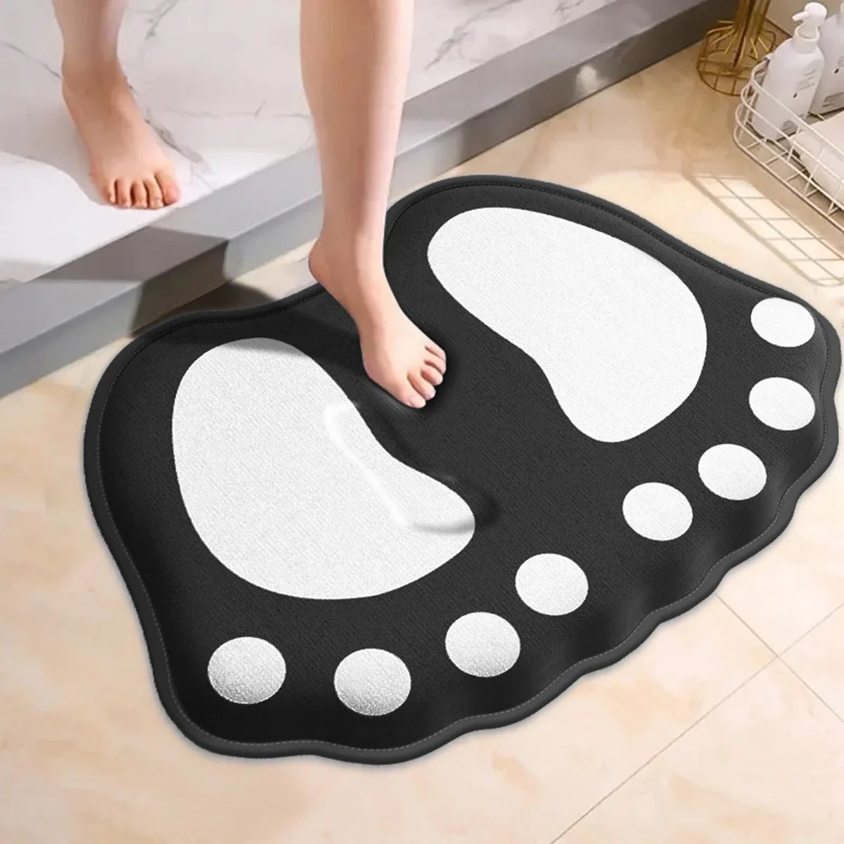 FanzyMarket cartoon flannel bath mat with absorbent, furry texture and non-slip backing for bathroom or shower use.