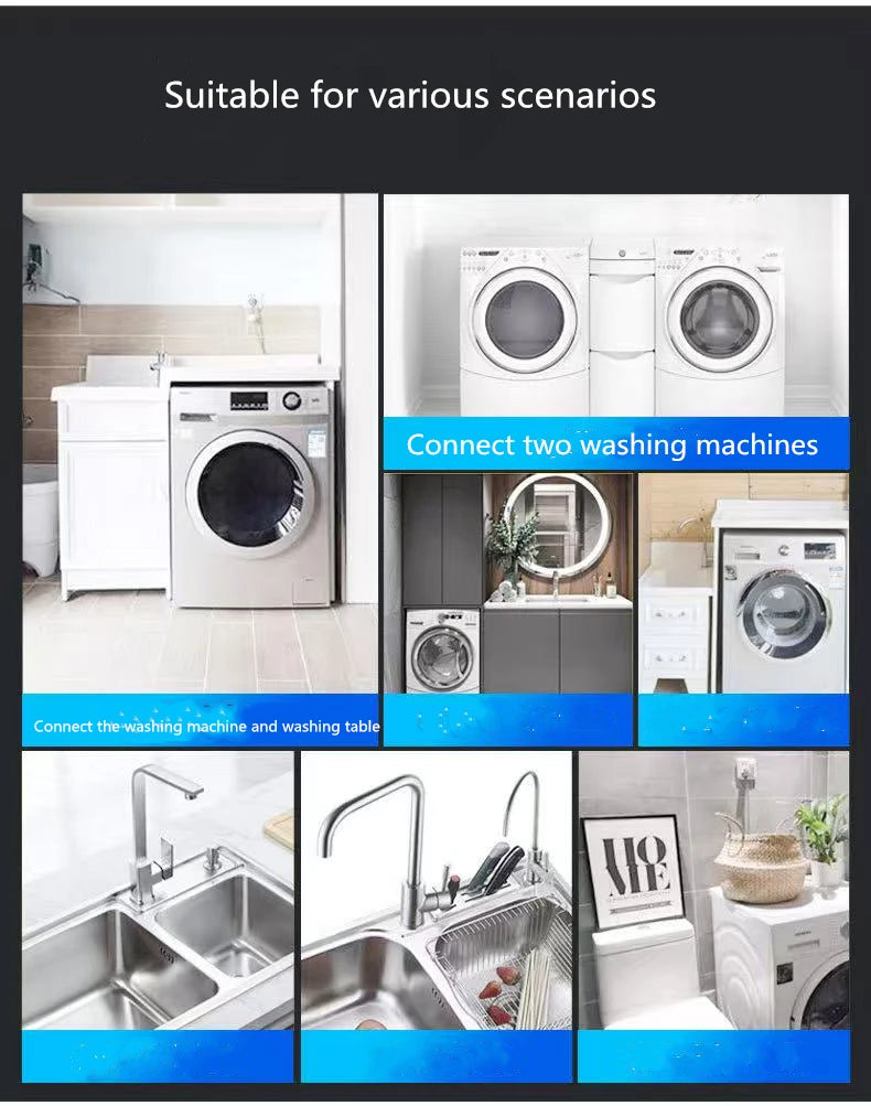 FanzyMarket 304 stainless steel wall-mount double outlet angle valve for bathroom and kitchen, two-way washing machine and bidet tap.