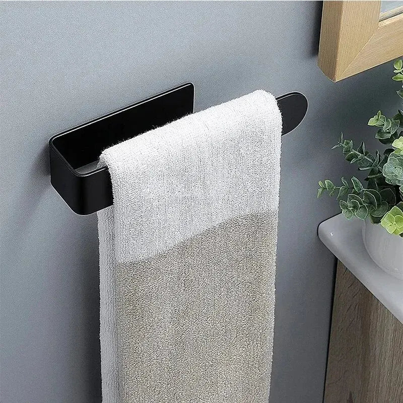 FanzyMarket stainless steel towel rack with single brushed finish rod, 23cm or 37cm, no-drill bathroom and kitchen towel holder.