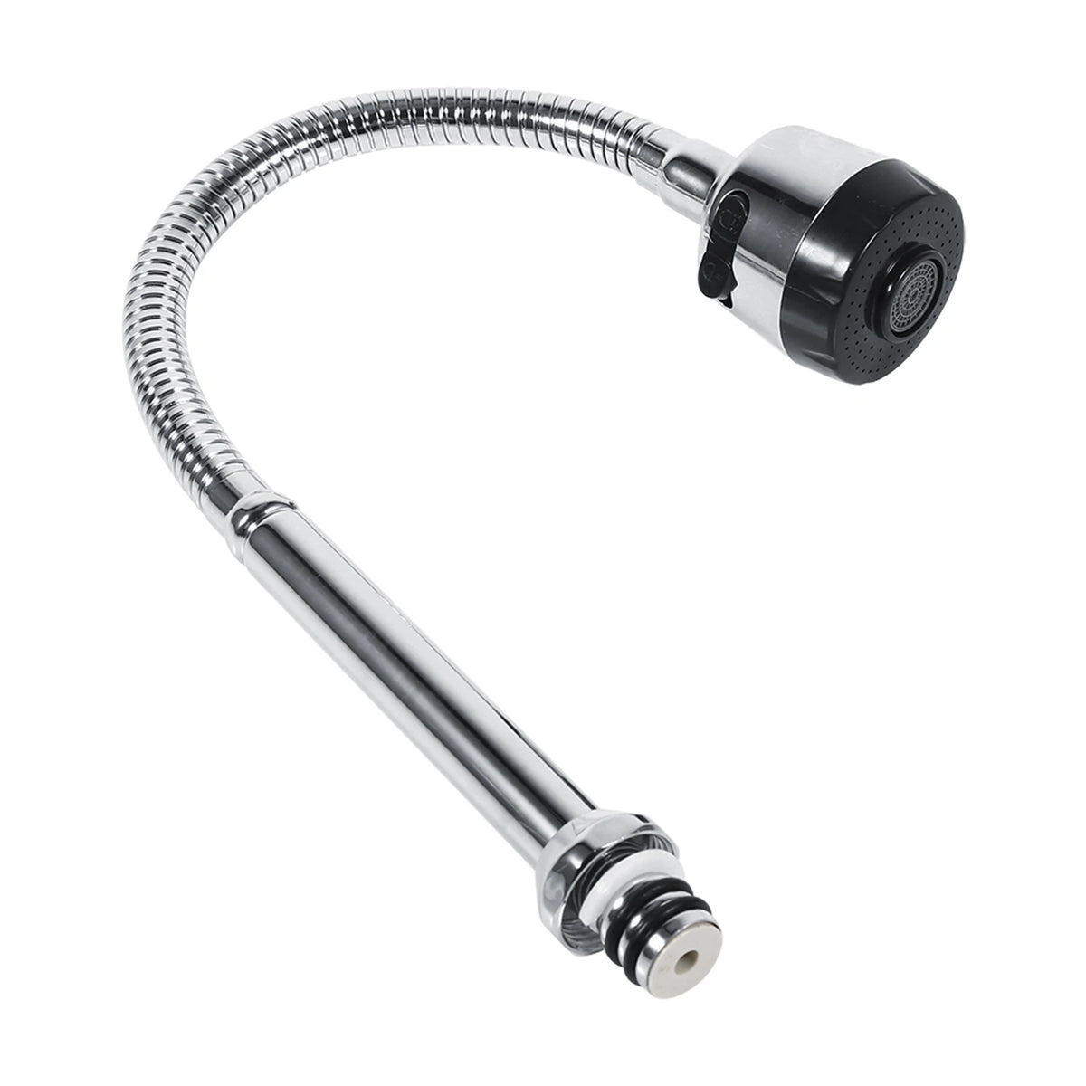 FanzyMarket 304 stainless steel kitchen faucet with 360° swivel spout, single handle, and plumbing connection for home and garden use.
