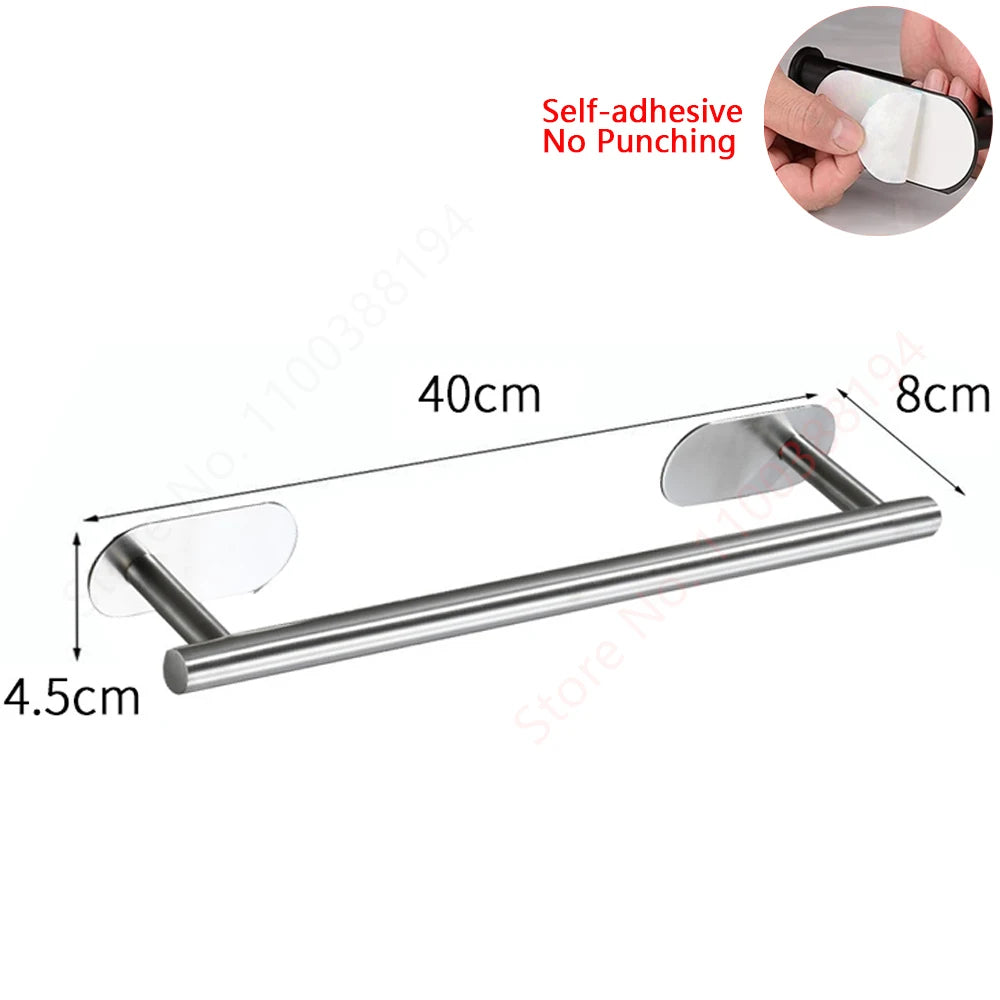 FanzyMarket stainless steel self-adhesive toilet paper holder, wall-mounted bathroom tissue dispenser, holds up to 30 cm.