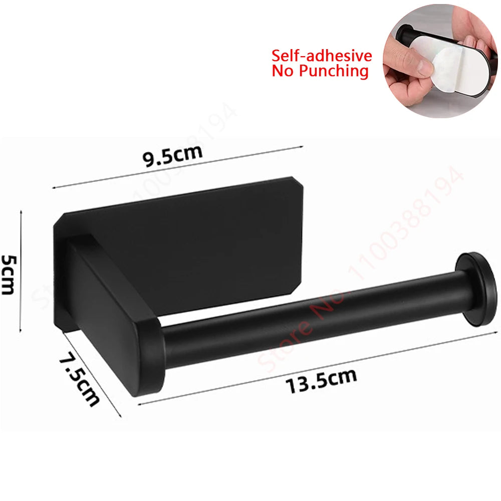 FanzyMarket stainless steel self-adhesive toilet paper holder, wall-mounted, holds up to 30 cm, perfect for bathroom organization.