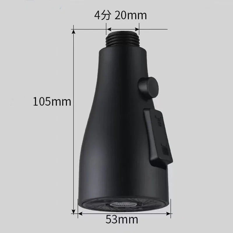FanzyMarket universal kitchen faucet spray head with 3 modes, pull-out design, ABS material, 1/2 inch connector, grey finish.