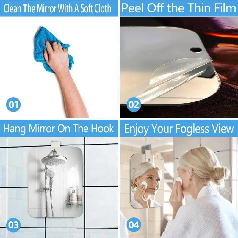 FanzyMarket 6-inch fogless acrylic shower mirror for shaving and makeup, portable, self-contained bathroom mirror, suitable for travel.