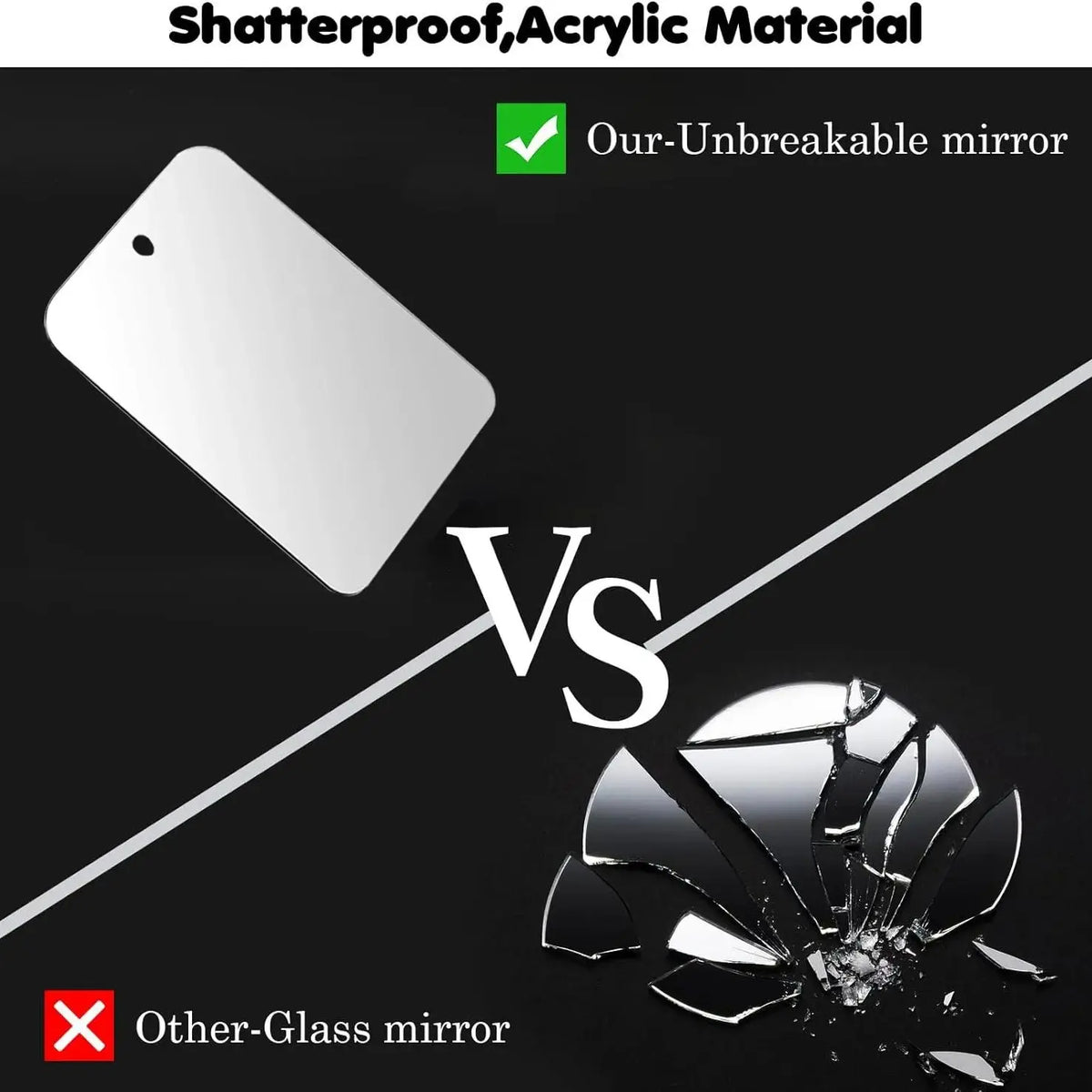 FanzyMarket 6-inch fogless acrylic shower mirror for shaving and makeup, portable, self-contained bathroom mirror, suitable for travel.