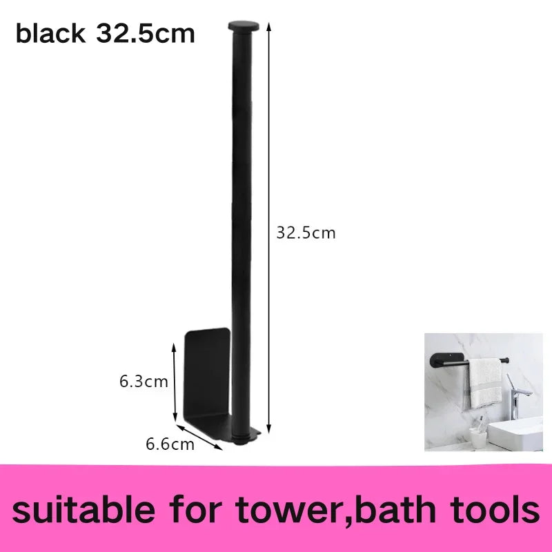 Stainless steel no-drill adhesive toilet paper holder with wall-mount design for bathroom and kitchen use.