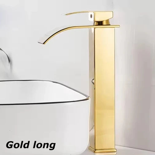 Stainless steel deck-mounted bathroom basin faucet with hot and cold handles in classic style, by FanzyMarket