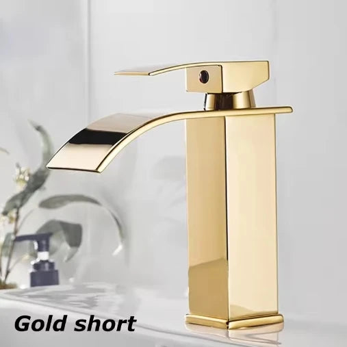 FanzyMarket stainless steel deck-mounted bathroom basin faucet with hot and cold handles in a classic style.