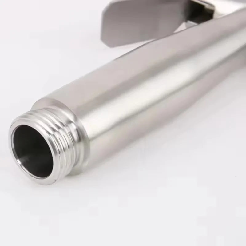 FanzyMarket stainless steel handheld bidet sprayer gun for bathroom, self-cleaning toilet sprayer with silver finish