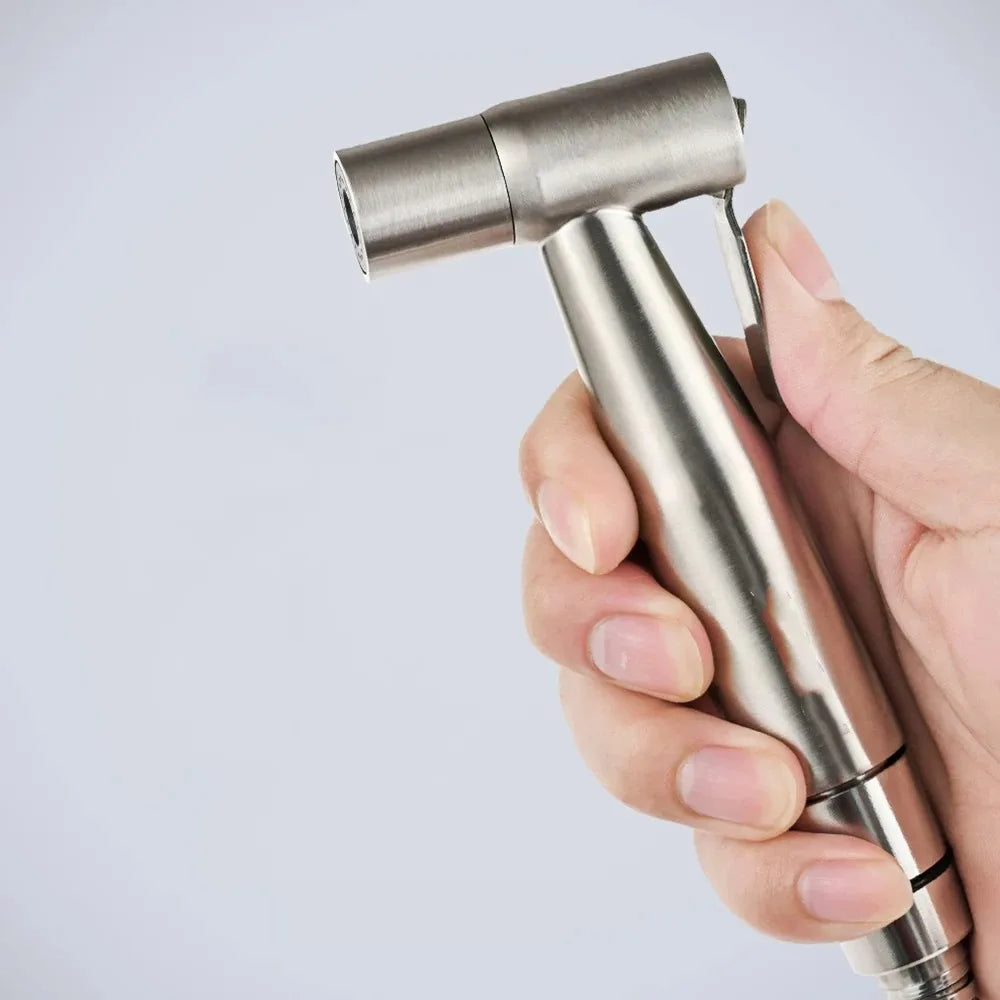 FanzyMarket stainless steel portable toilet spray gun, handheld bidet for bathroom and outdoor cleaning, durable and easy to use.