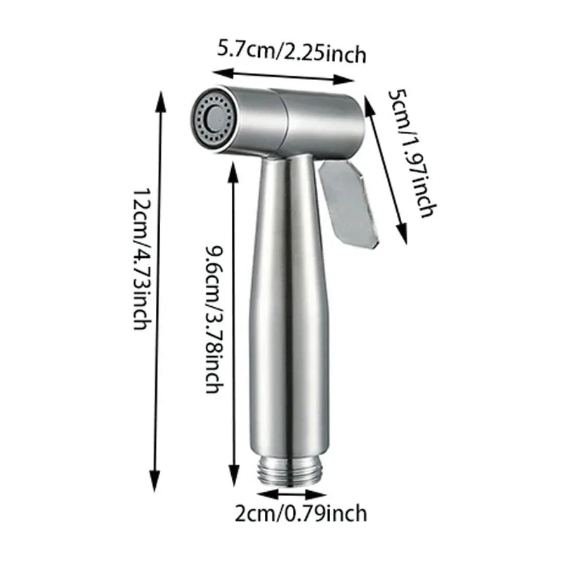 FanzyMarket stainless steel portable toilet spray gun, handheld bidet sprayer for bathroom and outdoor cleaning, durable and easy to use.