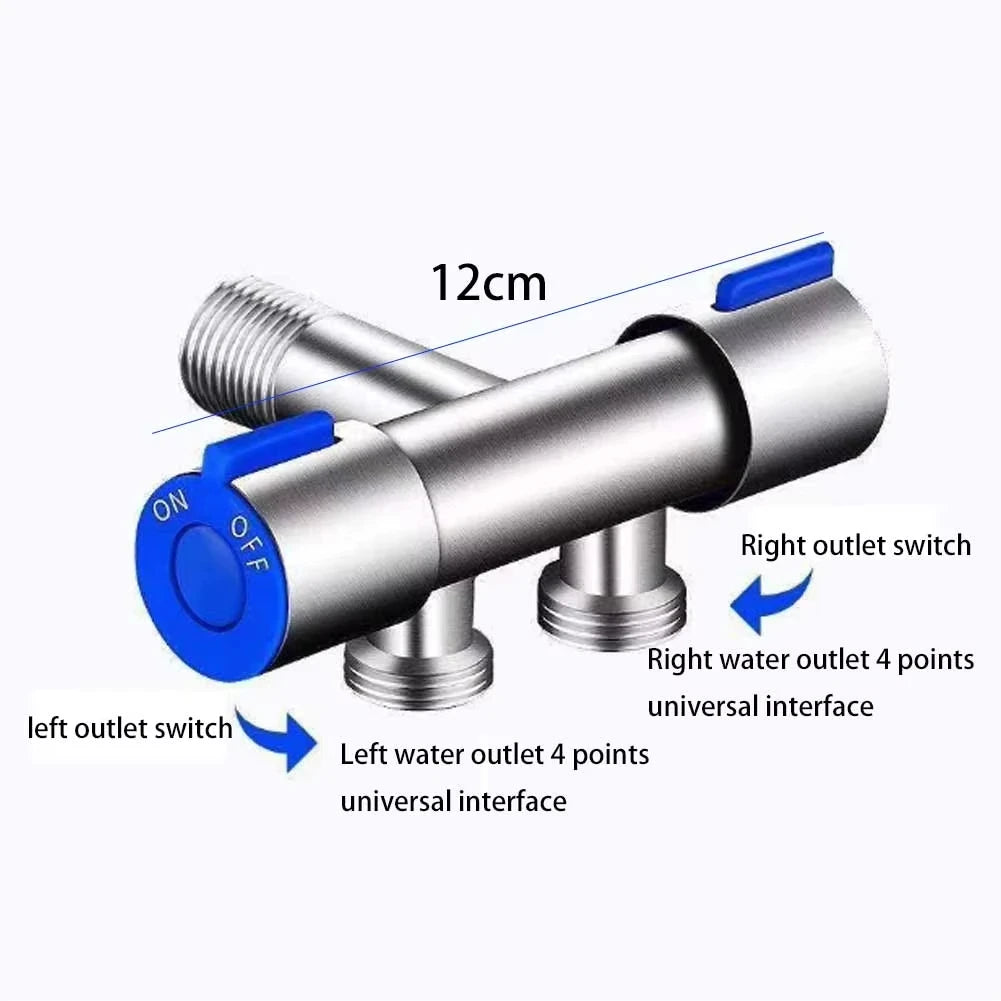 FanzyMarket double-handle stainless steel bathroom faucet with dual control for cold water, ideal for washing machine angle valve.