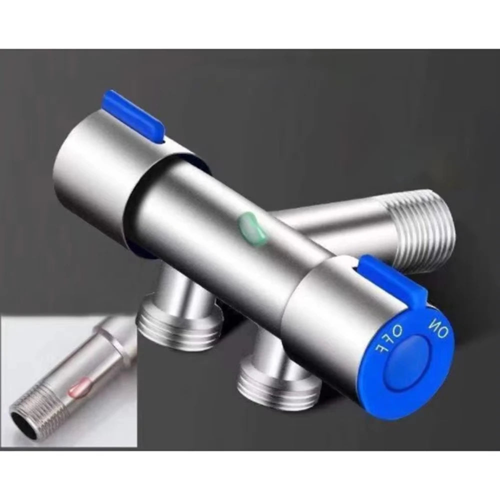 FanzyMarket double-handle stainless steel bathroom faucet with dual control for cold water, suitable for washing machine hookup.
