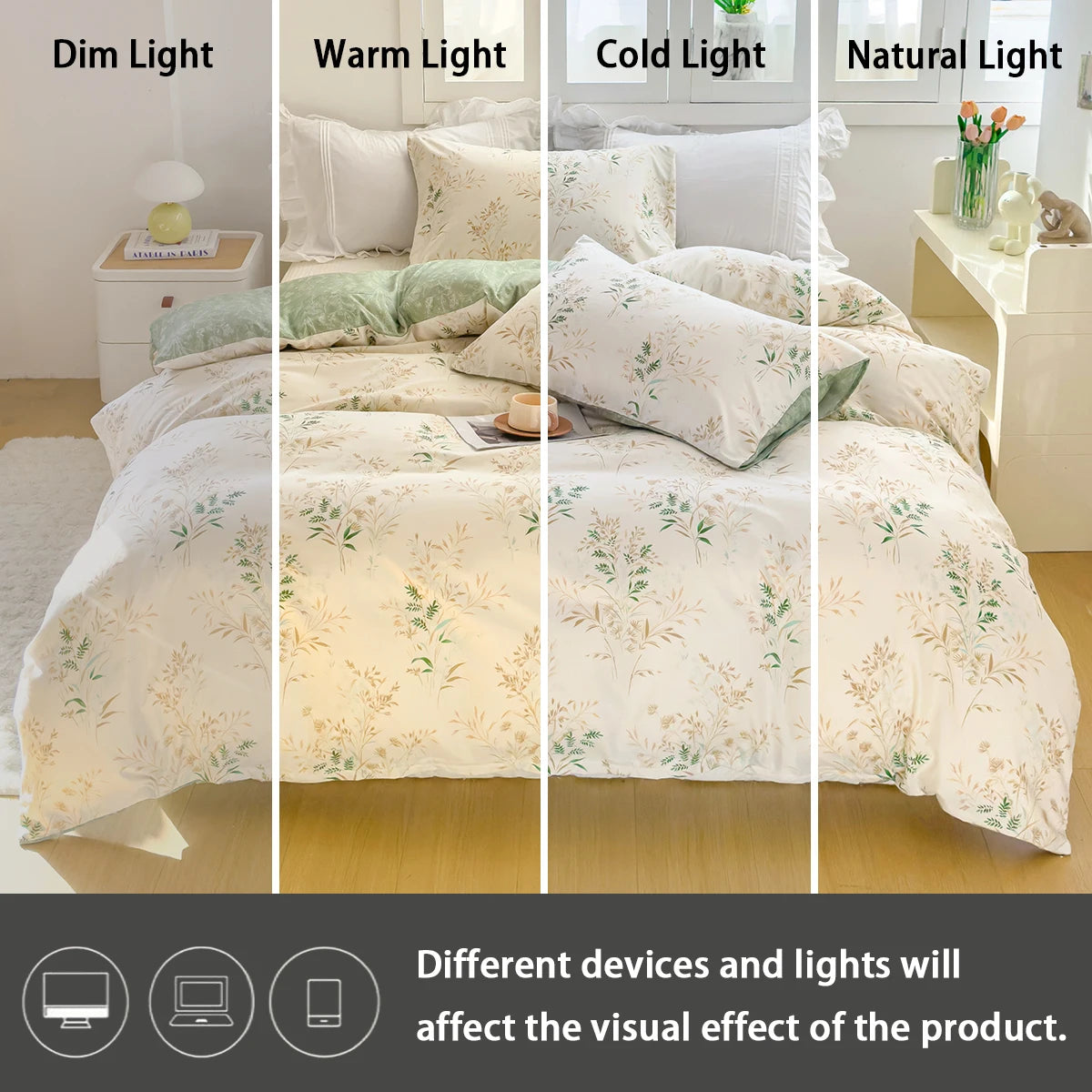 FanzyMarket elegant floral tea art duvet cover set with soft skin-friendly bedding, includes 1 duvet cover and 2 pillowcases in multiple sizes.
