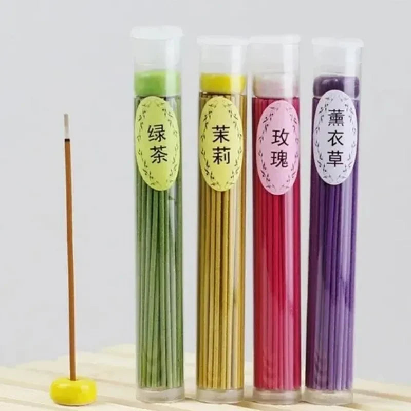 50-pack of FanzyMarket sandalwood incense sticks for natural aromatherapy, home fragrance, and air freshening in a home and garden setting.