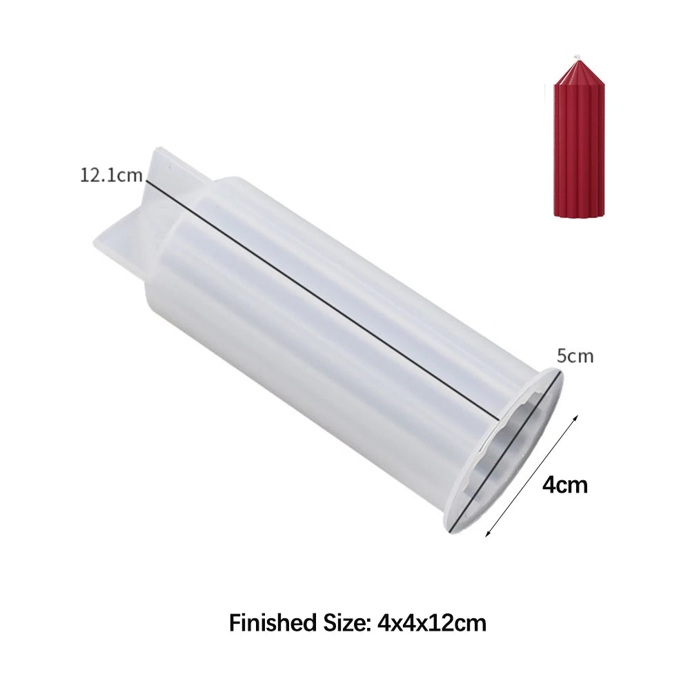 FanzyMarket cylinder silicone mold for 3D scented candles and soap making, ideal for resin, wax, and plaster craft projects.