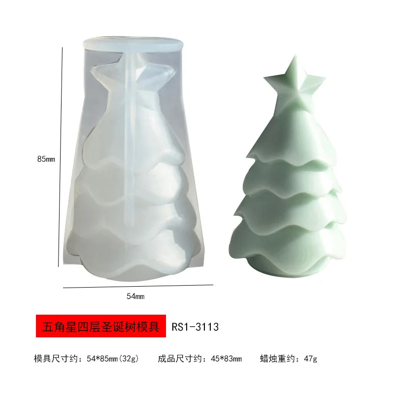 FanzyMarket 3D Christmas Tree silicone mold for candle making, soap, resin crafts, and holiday DIY baking projects.