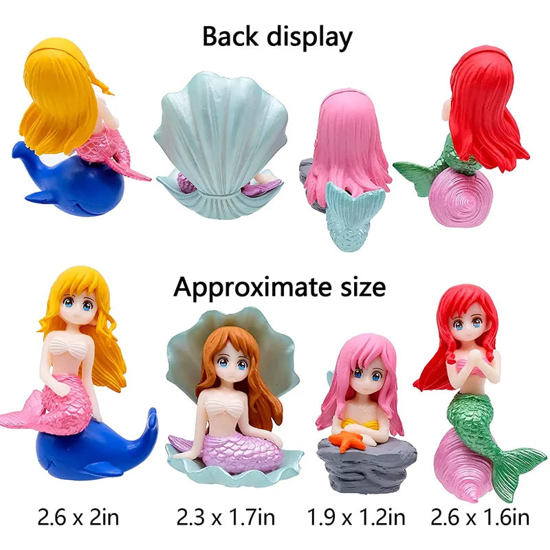 FanzyMarket Little Mermaid resin figurine, mini aquarium ornament, cake topper, and desk decor showing a detailed mermaid design.