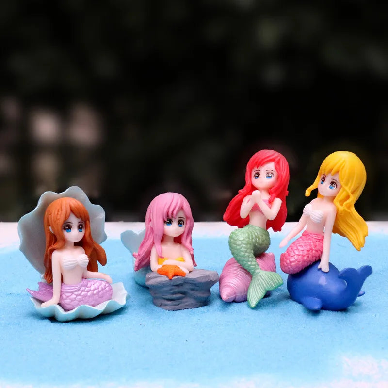 FanzyMarket Little Mermaid resin figurine, mini aquarium ornament, cake topper, and desk decor featuring a detailed mermaid figure.