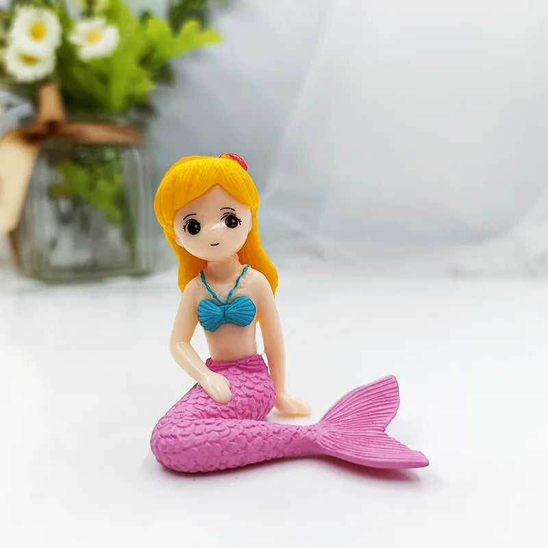 FanzyMarket Little Mermaid resin figurine, mini aquarium ornament, cake topper, and desk decor featuring a detailed mermaid design.