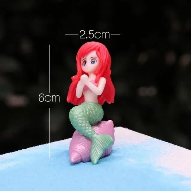 FanzyMarket Little Mermaid resin figurine, mini aquarium ornament, cake topper, and desk decor with detailed mermaid design.