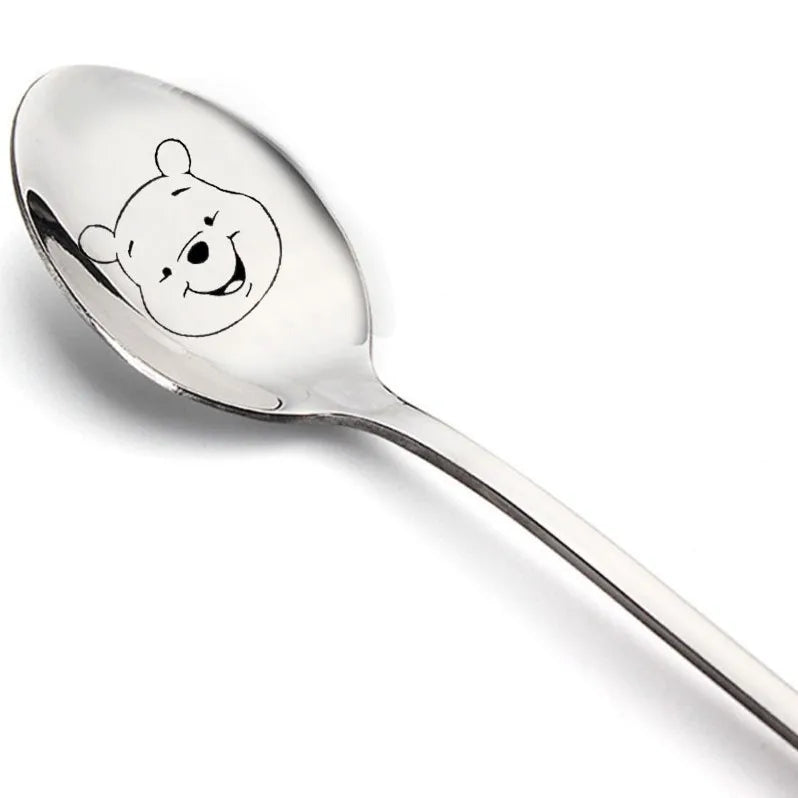 FanzyMarket Kawaii Stitch cartoon metal table spoon with cute Stitch design, perfect for birthday party gifts and dining use.