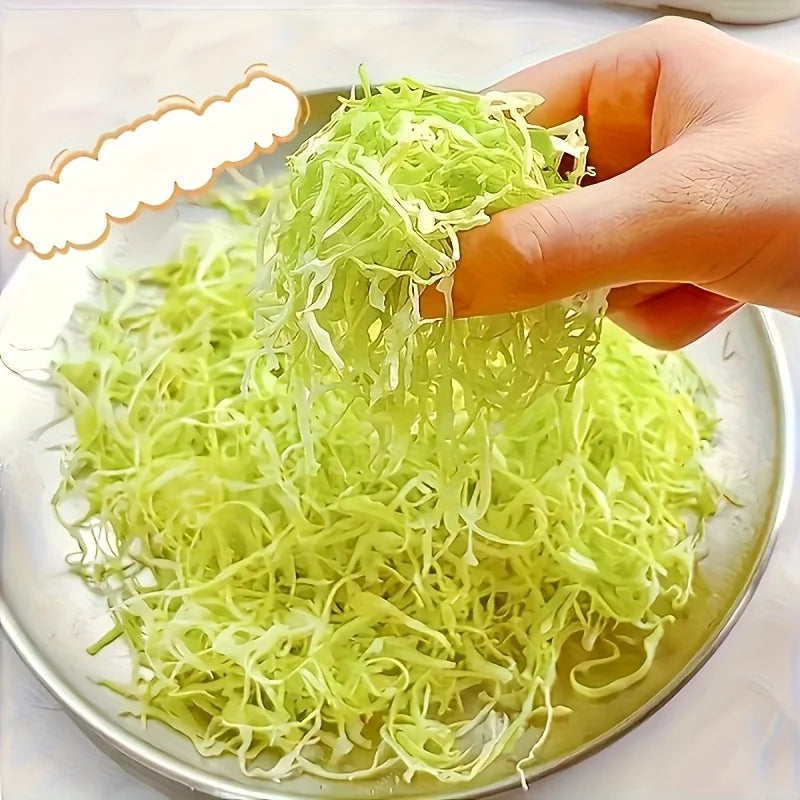 FanzyMarket vegetable slicer and grater with multiple blades, designed for shredding cabbage and slicing vegetables in the kitchen.