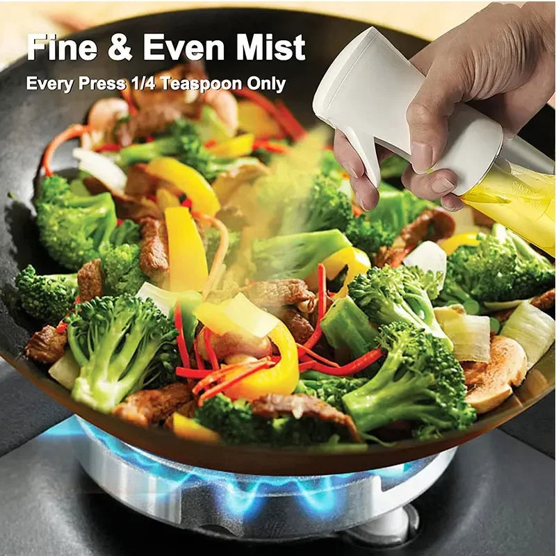 FanzyMarket oil spray bottle and oil brush set, 300ml white nebulizing kitchen mister for cooking, BBQ, and baking.
